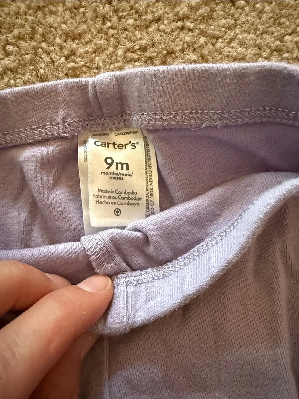 Carter's Light Purple Kids Leggings - Soft Stretch